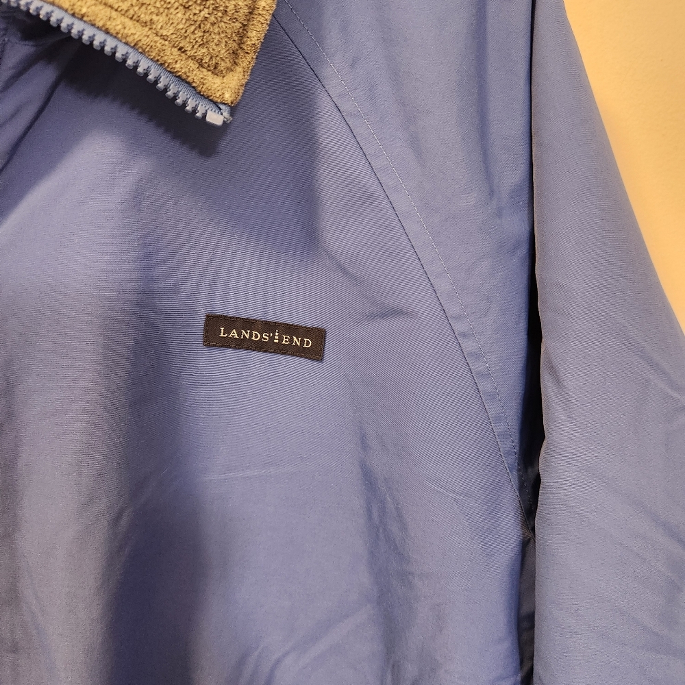 Vintage Lands End Mens Zip Fleece Lined Bomber Jacket Blue Gray Size M 38-40 - Picture 4 of 16